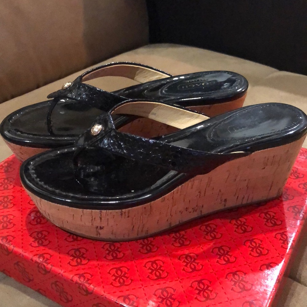 Coach Black Jorgina wedge with cork heel
